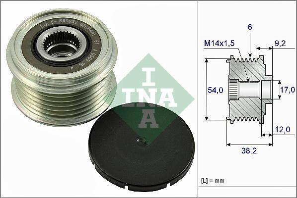 INA 535 0263 10 - Шкив генератора, муфта avtokuzovplus.com.ua