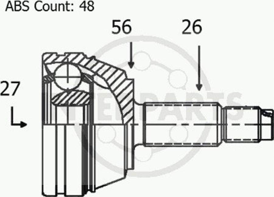 InterParts OJ-0223 - Шарнирный комплект, ШРУС, приводной вал autodnr.net