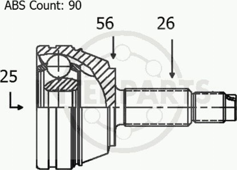 InterParts OJ-0487 - Шарнирный комплект, ШРУС, приводной вал avtokuzovplus.com.ua