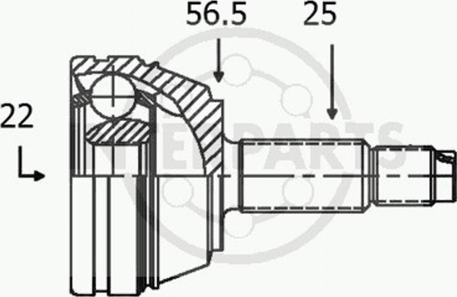 InterParts OJ-1622 - Шарнирный комплект, ШРУС, приводной вал avtokuzovplus.com.ua