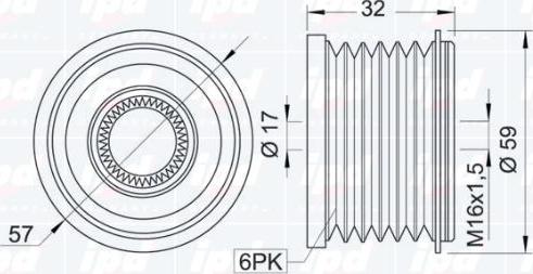 IPD 12-0749 - Шкив генератора, муфта avtokuzovplus.com.ua