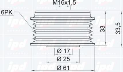 IPD 12-0765 - Шкив генератора, муфта avtokuzovplus.com.ua