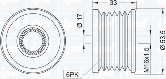 IPD 12-0995 - Шкив генератора, муфта avtokuzovplus.com.ua