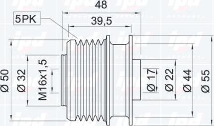 IPD 12-1045 - Шкив генератора, муфта avtokuzovplus.com.ua