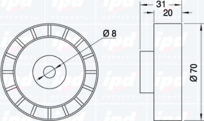 IPD 14-0214 - Паразитний / провідний ролик, поліклиновий ремінь autocars.com.ua
