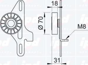 IPD 14-0667 - Паразитний / провідний ролик, поліклиновий ремінь autocars.com.ua