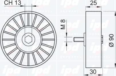 IPD 15-0347 - Паразитний / провідний ролик, поліклиновий ремінь autocars.com.ua