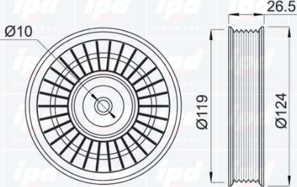 IPD 15-0599 - Направляющий ролик, поликлиновый ремень avtokuzovplus.com.ua