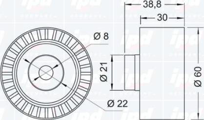 IPD 15-1038 - Направляющий ролик, зубчатый ремень avtokuzovplus.com.ua