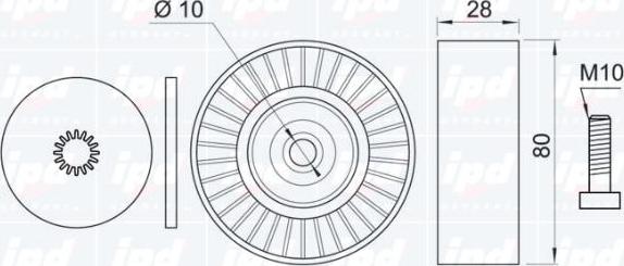 IPD 15-3398 - Паразитний / провідний ролик, поліклиновий ремінь autocars.com.ua