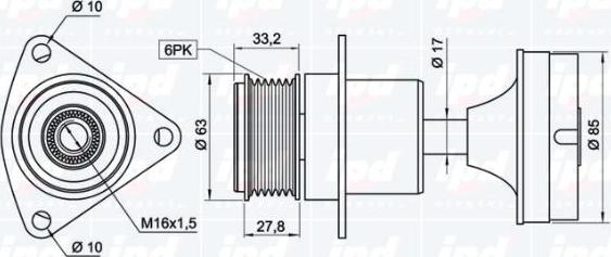 IPD 15-3499 - Шкив генератора, муфта avtokuzovplus.com.ua