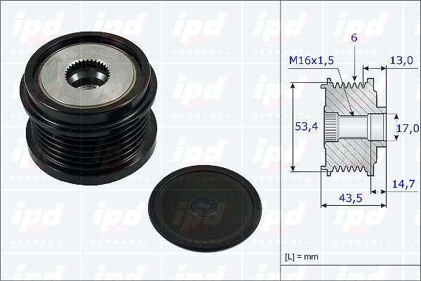 IPD 15-3805 - Шкив генератора, муфта avtokuzovplus.com.ua