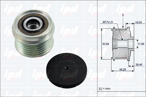 IPD 15-3813 - Шкив генератора, муфта autodnr.net