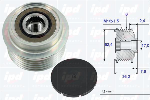 IPD 15-3847 - Шкив генератора, муфта avtokuzovplus.com.ua