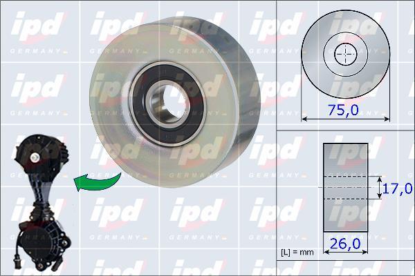 IPD 15-3875 - Направляющий ролик, поликлиновый ремень avtokuzovplus.com.ua