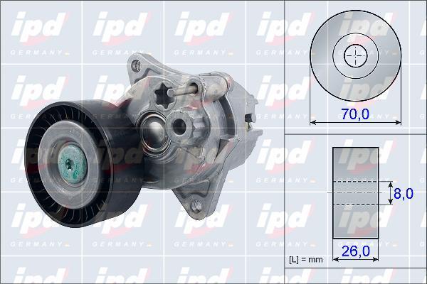 IPD 15-3912 - Натягувач ременя, клинові зуб. autocars.com.ua