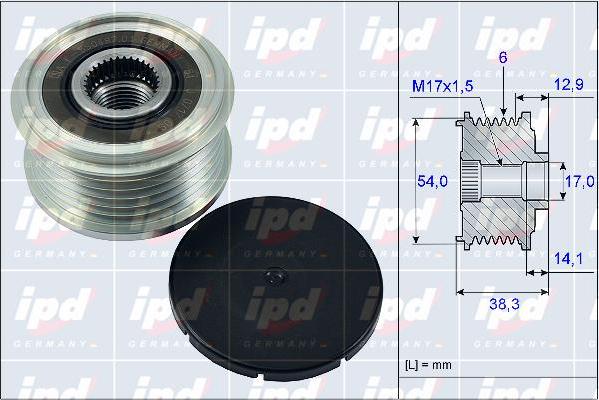 IPD 15-3964 - Шкив генератора, муфта avtokuzovplus.com.ua