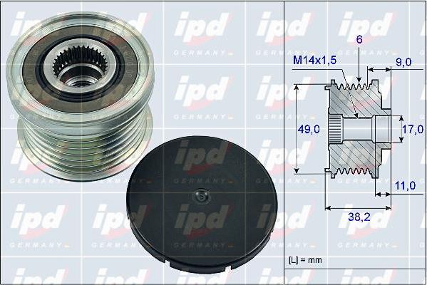 IPD 15-4004 - Шкив генератора, муфта avtokuzovplus.com.ua