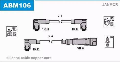 Janmor ABM106 - Комплект проводів запалювання autocars.com.ua