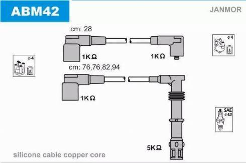 Janmor ABM42 - Комплект проводов зажигания autodnr.net