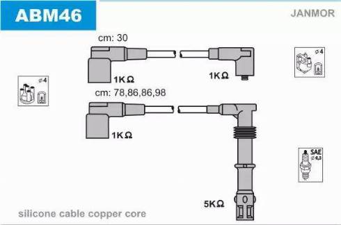 Janmor ABM46 - Комплект проводов зажигания autodnr.net