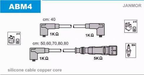 Janmor ABM4 - Комплект проводів запалювання autocars.com.ua