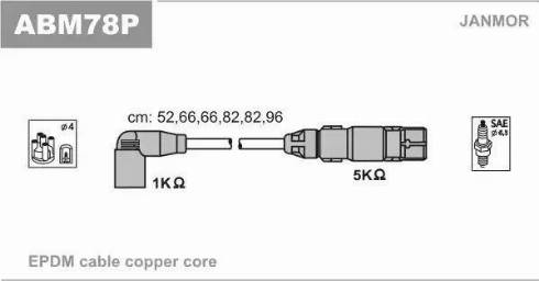 Janmor ABM78P - Комплект проводів запалювання autocars.com.ua