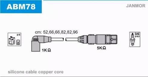 Janmor ABM78 - Комплект проводів запалювання autocars.com.ua