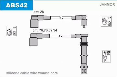 Janmor ABS42 - Комплект проводов зажигания autodnr.net