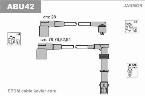 Janmor ABU42 - Комплект проводов зажигания autodnr.net