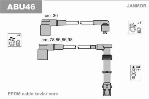 Janmor ABU46 - Комплект проводов зажигания autodnr.net