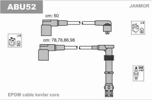 Janmor ABU52 - Комплект проводов зажигания autodnr.net