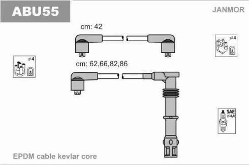 Janmor ABU55 - Комплект проводів запалювання autocars.com.ua