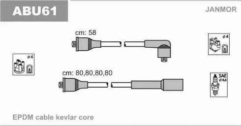 Janmor ABU61 - Провода В-В Audi A4 1.6 95-00 VW Passat 1.6 96-00 autocars.com.ua