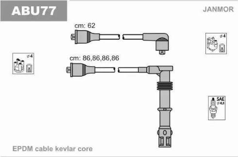 Janmor ABU77 - Комплект проводов зажигания autodnr.net