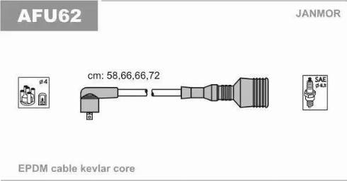 Janmor AFU62 - Комплект проводів запалювання autocars.com.ua