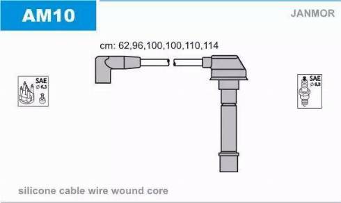 Janmor AM10 - Комплект проводів запалювання autocars.com.ua