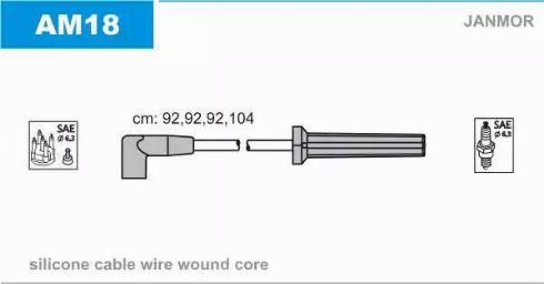 Janmor AM18 - Комплект проводів запалювання autocars.com.ua
