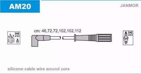 Janmor AM20 - Комплект проводів запалювання autocars.com.ua
