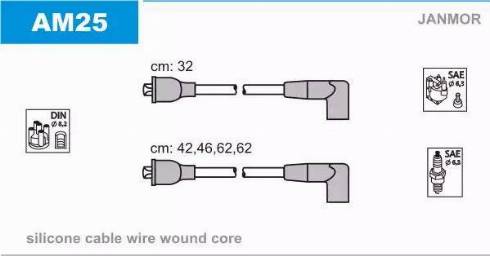 Janmor AM25 - Комплект проводів запалювання autocars.com.ua