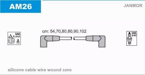 Janmor AM26 - Комплект проводів запалювання autocars.com.ua