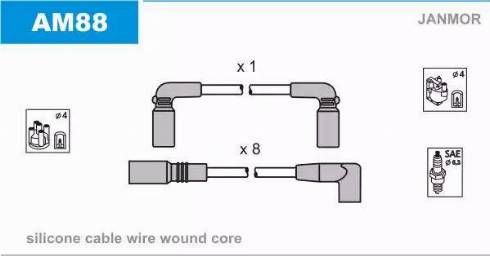 Janmor AM88 - Комплект проводів запалювання autocars.com.ua