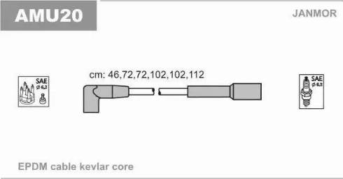 Janmor AMU20 - Комплект проводів запалювання autocars.com.ua