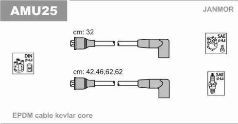 Janmor AMU25 - Комплект проводів запалювання autocars.com.ua