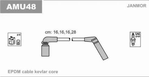 Janmor AMU48 - Комплект проводів запалювання autocars.com.ua