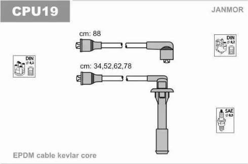 Janmor CPU19 - Комплект проводів запалювання autocars.com.ua