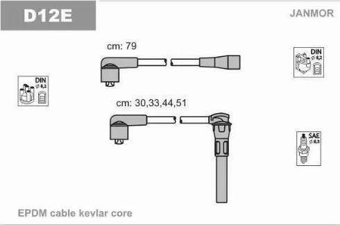 Janmor D12E - Комплект проводів запалювання autocars.com.ua