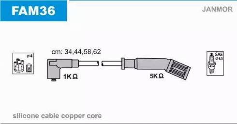 Janmor FAM36 - Комплект проводов зажигания avtokuzovplus.com.ua
