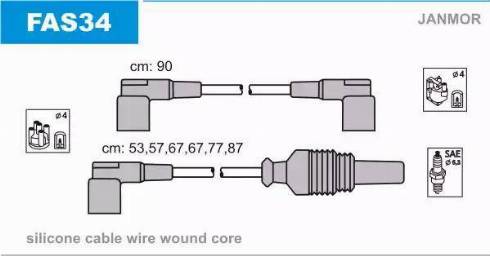 Janmor FAS34 - Комплект проводів запалювання autocars.com.ua