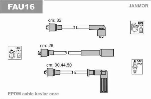 Janmor FAU16 - Комплект проводов зажигания avtokuzovplus.com.ua